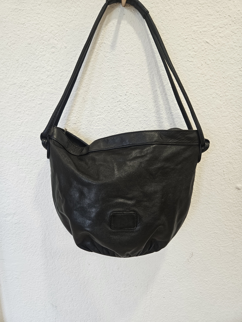 Vintage 1980s Brio! black leather shoulder hobo bag